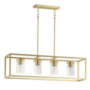 Lateral 4 Light Linear Pendant in Satin Brass