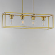 Lateral 4 Light Linear Pendant in Satin Brass