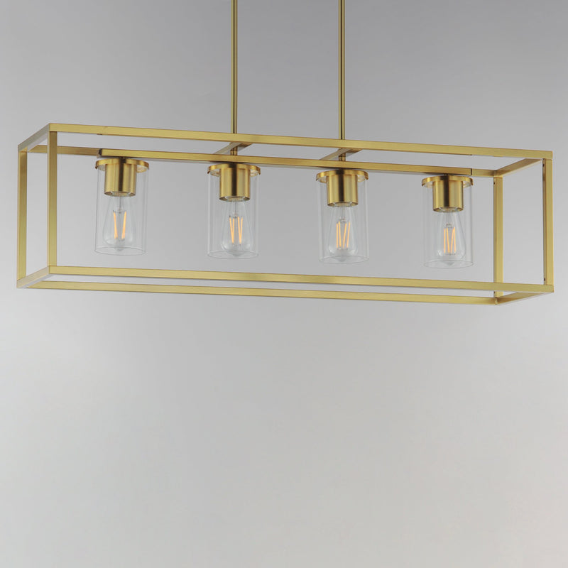 Lateral 4 Light Linear Pendant in Satin Brass