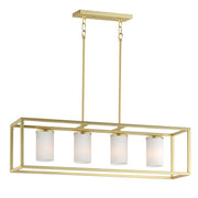 Lateral 4 Light Linear Pendant in Satin Brass