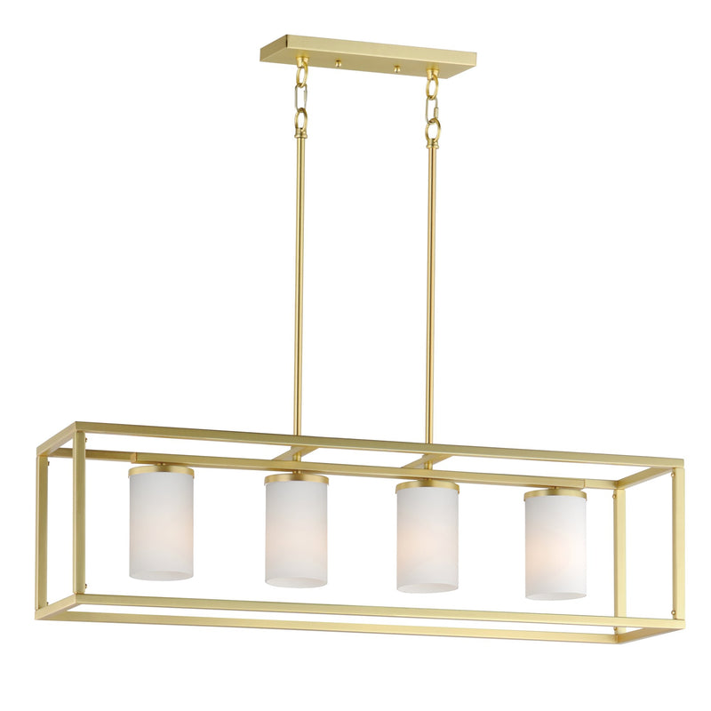 Lateral 4 Light Linear Pendant in Satin Brass