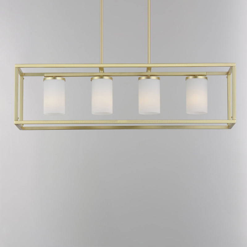 Lateral 4 Light Linear Pendant in Satin Brass