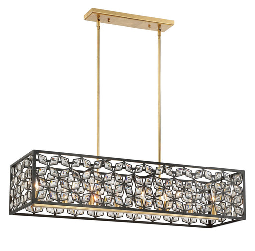 Brookcrest 8-Light Island Chandelier in Sand Coal with Gold Highlights