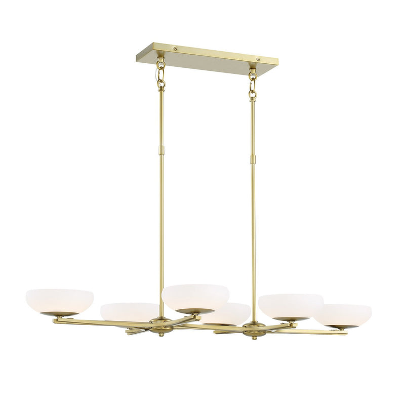 Scale 6-Light LED Linear Chandelier in Soft Brass