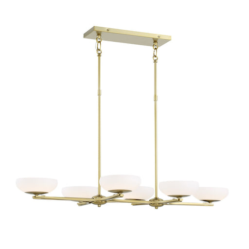 Scale 6-Light LED Linear Chandelier in Soft Brass
