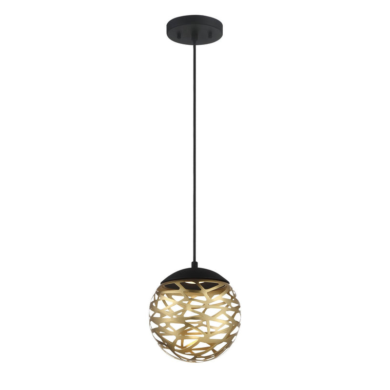 Golden Eclipse 8" LED Mini Pendant in Coal and Honey Gold