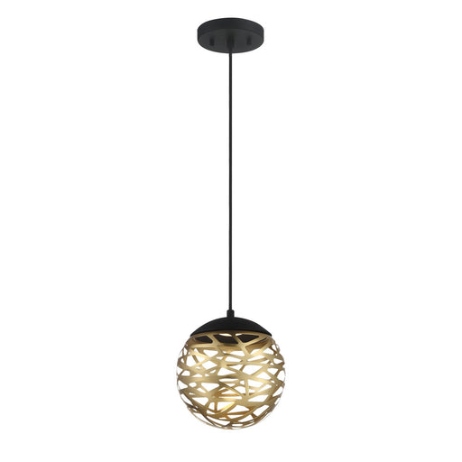 Golden Eclipse 8" LED Mini Pendant in Coal and Honey Gold