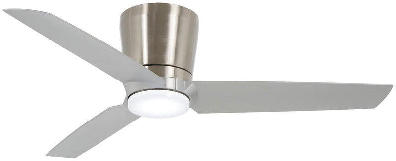 Pure 48" LED Hugger Ceiling Fan in Brushed Nickel with Silver Blades