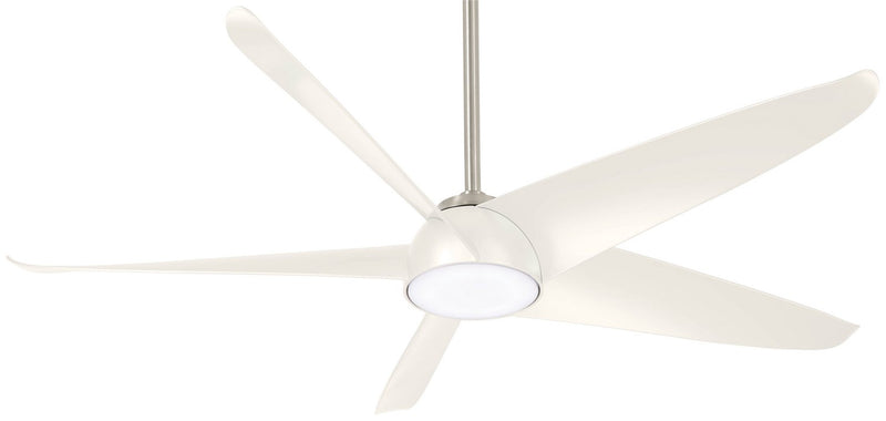 Ellipse 60" LED Ceiling Fan in Brushed Nickel with White Blades