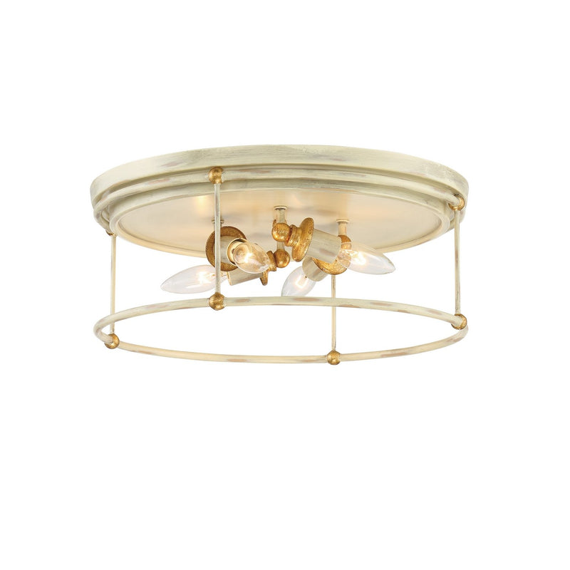 Westchester County 4-Light Flush Mount in Farmhouse White w/Gilded Gold Leaf