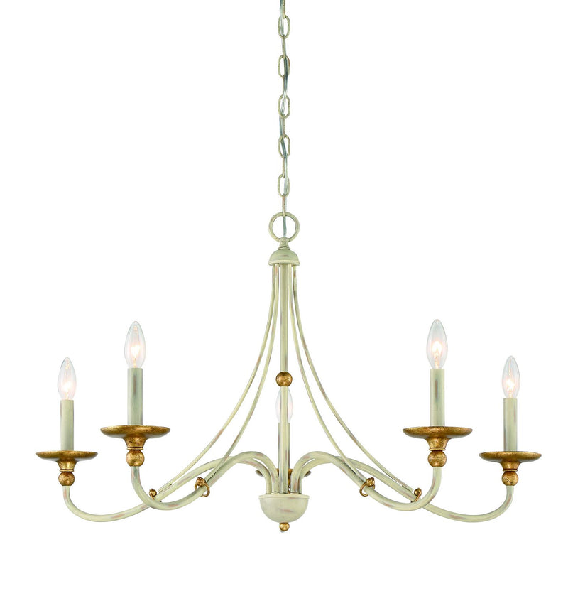 Westchester County 5-Light Chandelier in Farmhouse White w/Gilded Gold Leaf
