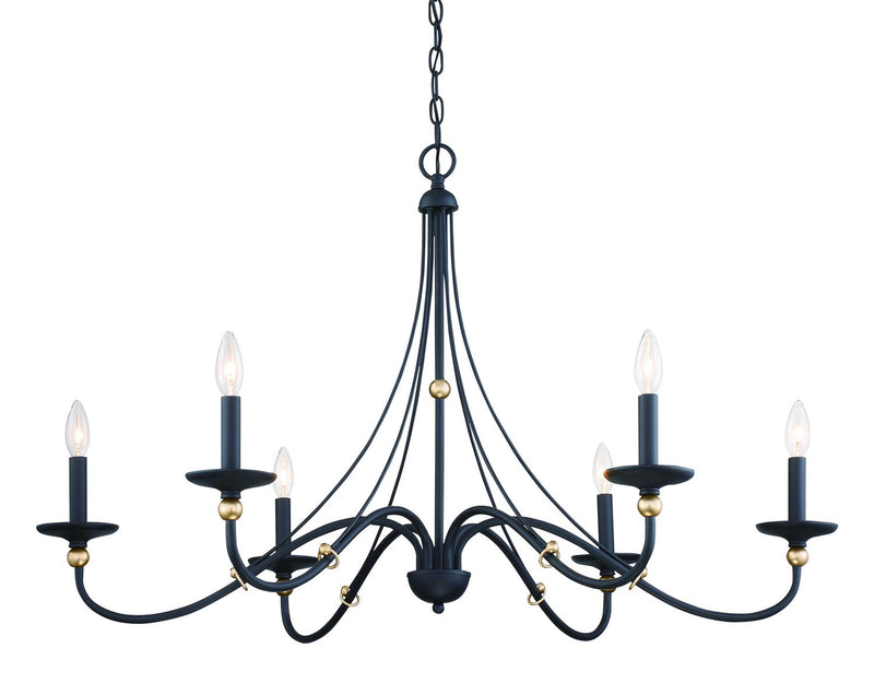 Westchester County 6-Light Chandelier in Sand Coal w/Skyline Gold Leaf