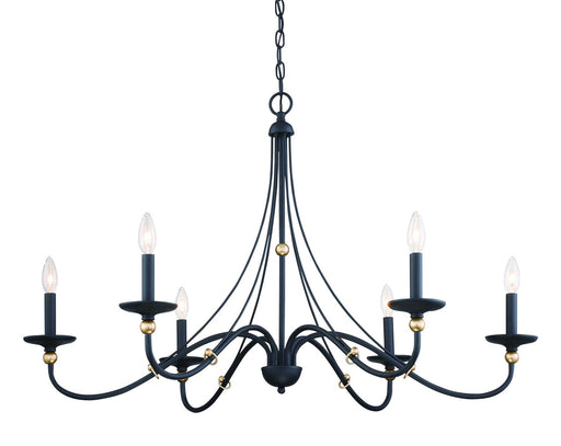 Westchester County 6-Light Chandelier in Sand Coal w/Skyline Gold Leaf