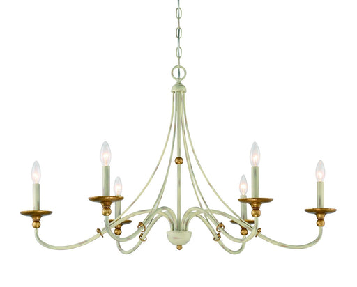 Westchester County 6-Light Chandelier in Farmhouse White w/Gilded Gold Leaf