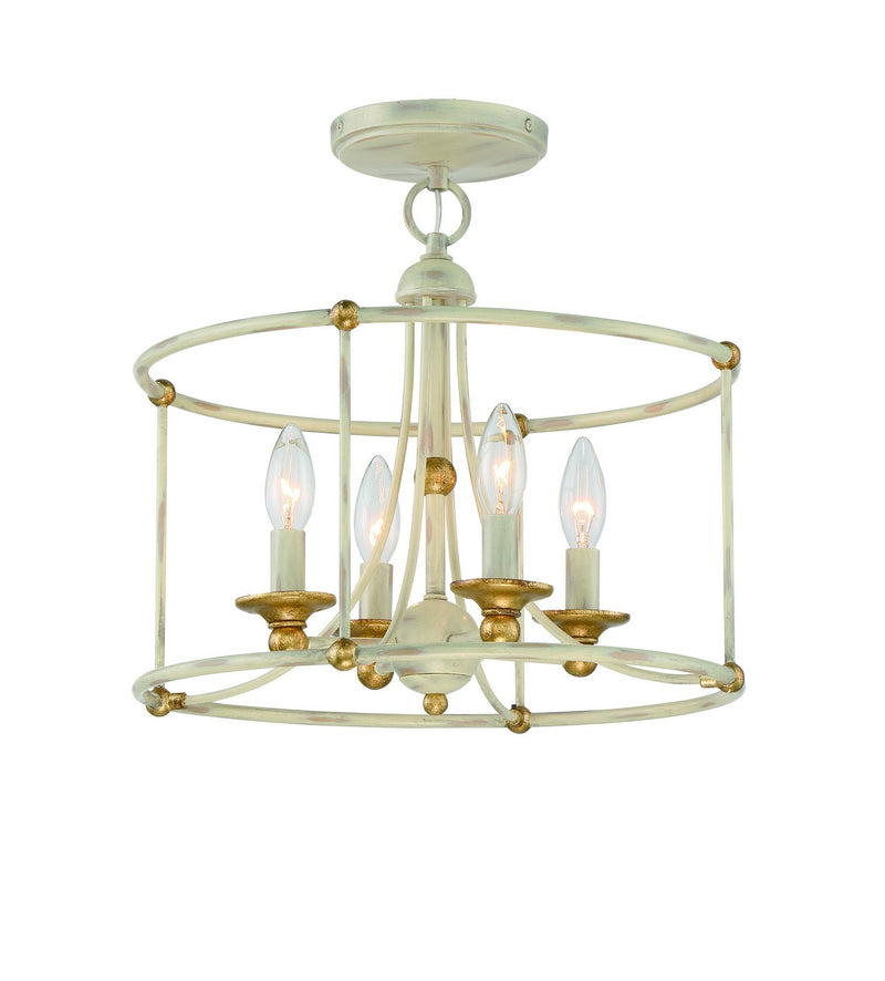 Westchester County 4-Light Semi-Flush Mount in Farmhouse White w/Gilded Gold Leaf