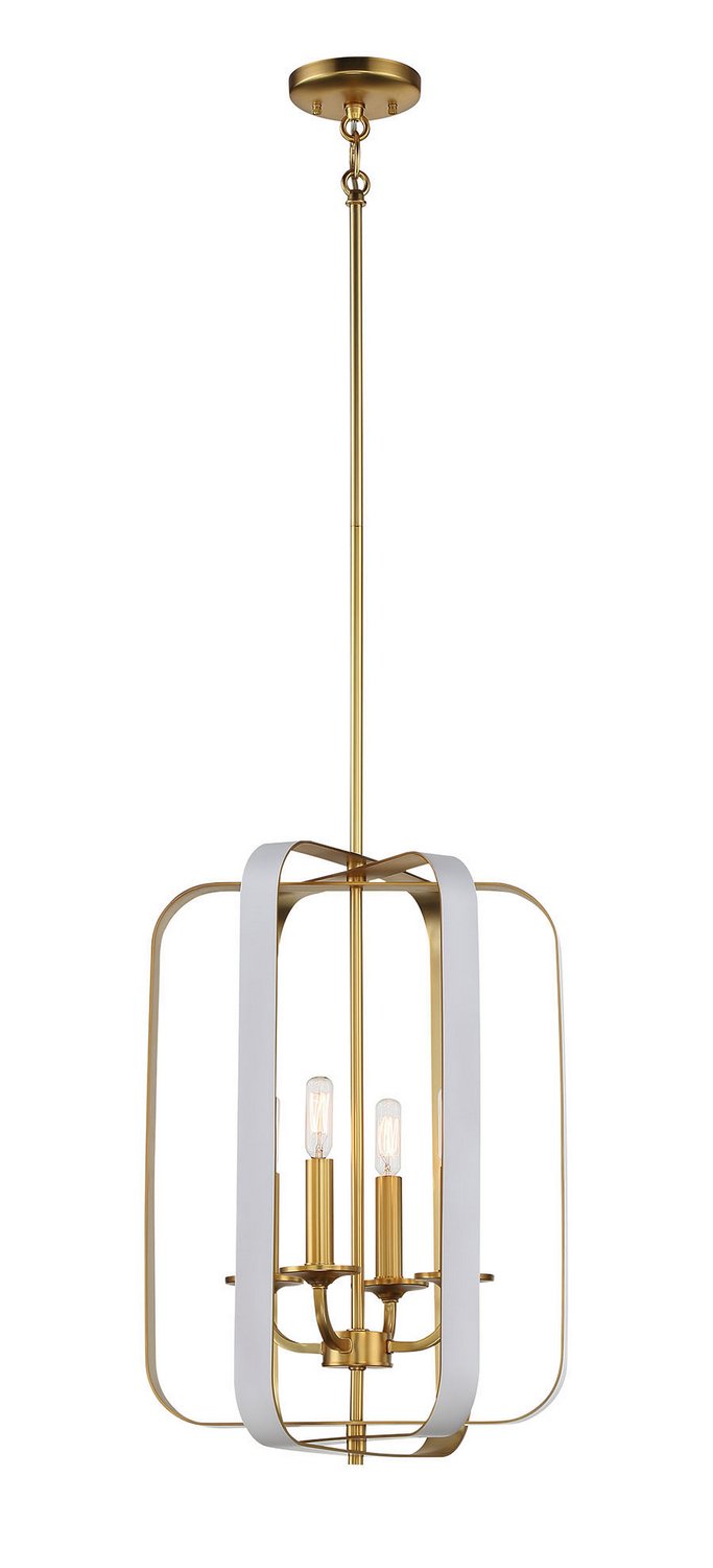 Aureum 4-Light Chandelier in Matte White w/Honey Gold