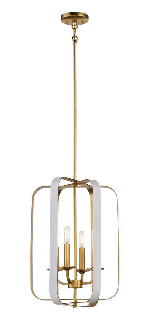 Aureum 4-Light Chandelier in Matte White w/Honey Gold
