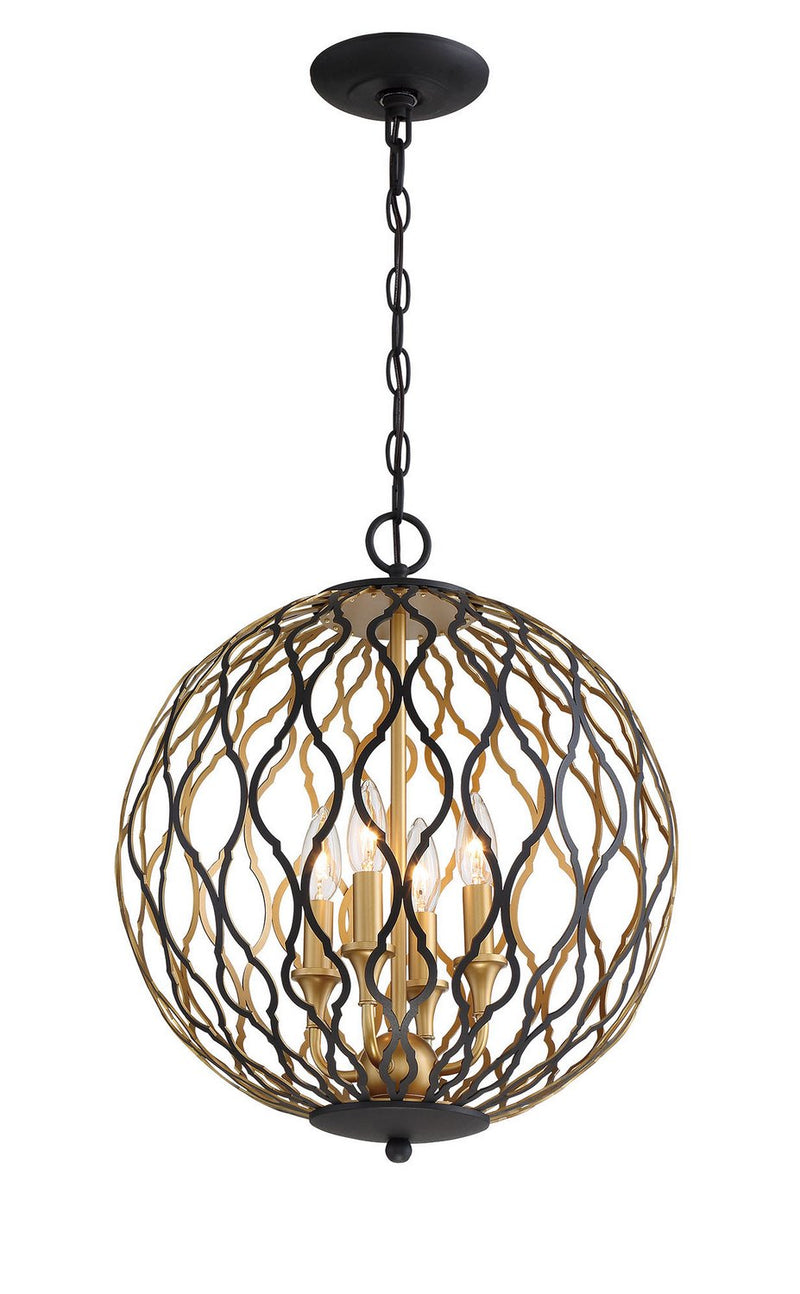 Gilded Glam 4-Light Chandelier in Sand Coal w/Painted and Plated Honey Gold