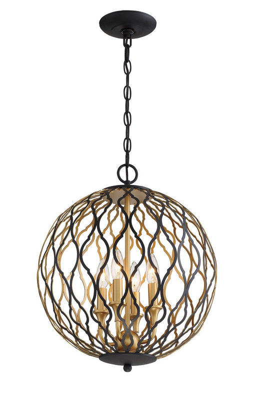 Gilded Glam 4-Light Chandelier in Sand Coal w/Painted and Plated Honey Gold