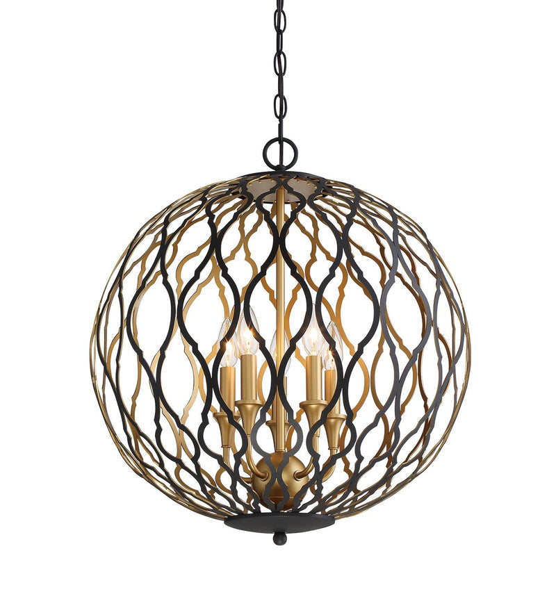Gilded Glam 5-Light Chandelier in Sand Coal w/Painted and Plated Honey Gold