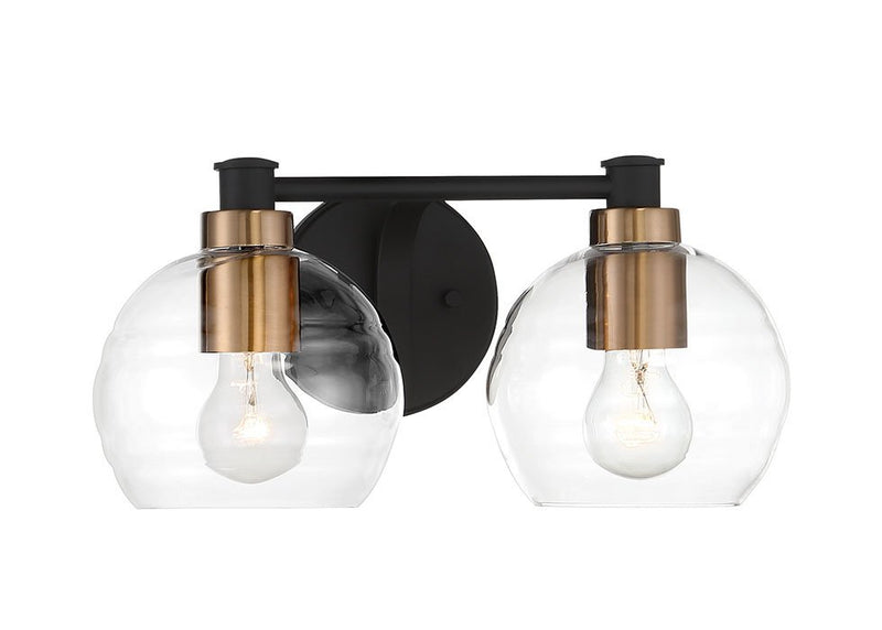 Keyport 2-Light Bath Vanity Light in Sand Coal w/Natural Brushed Brass