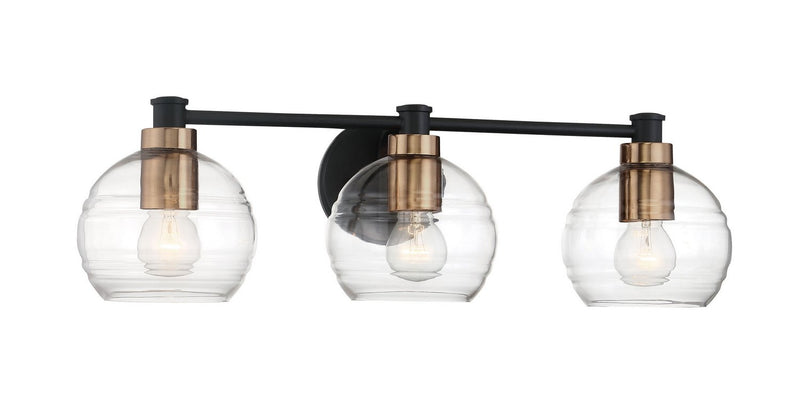 Keyport 3-Light Bath Vanity Light in Sand Coal w/Natural Brushed Brass