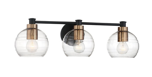 Keyport 3-Light Bath Vanity Light in Sand Coal w/Natural Brushed Brass