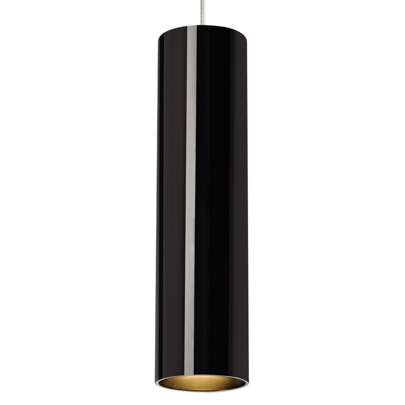 Piper Pendant in Black and Satin Nickel with Black Glass