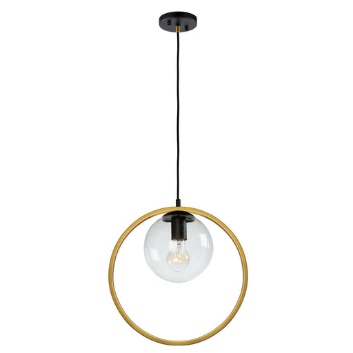 Lugano Mini Pendant in Black and Vintage Brass