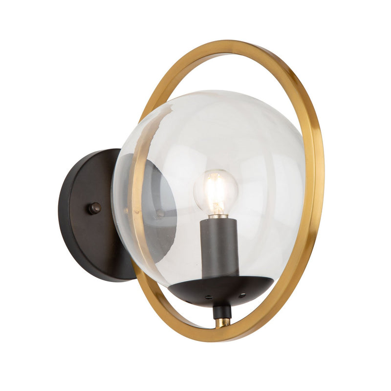 Lugano Wall Sconce in Black and Vintage Brass