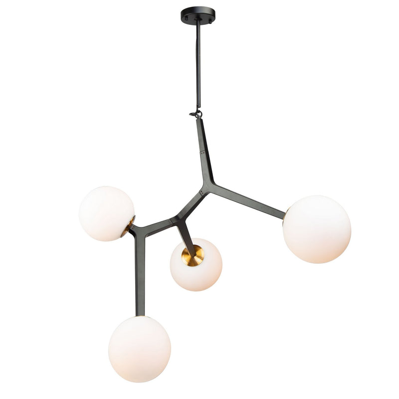 Ravello 4-Light Chandelier in Black and Harvest Brass