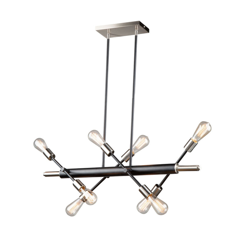 Truro 8-Light Linear Pendant in Black and Brushed Nickel