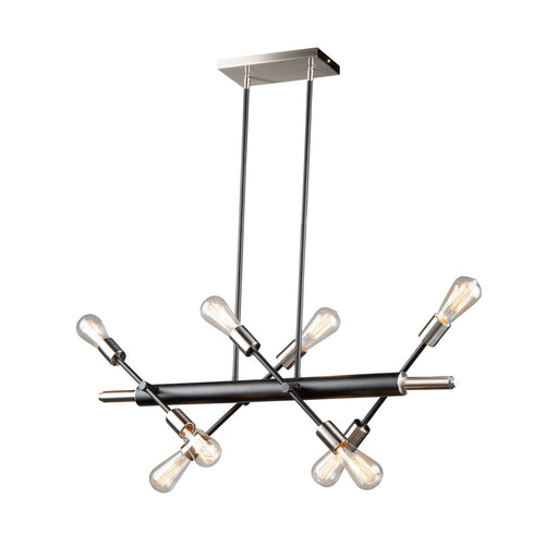 Truro 8-Light Linear Pendant in Black and Brushed Nickel