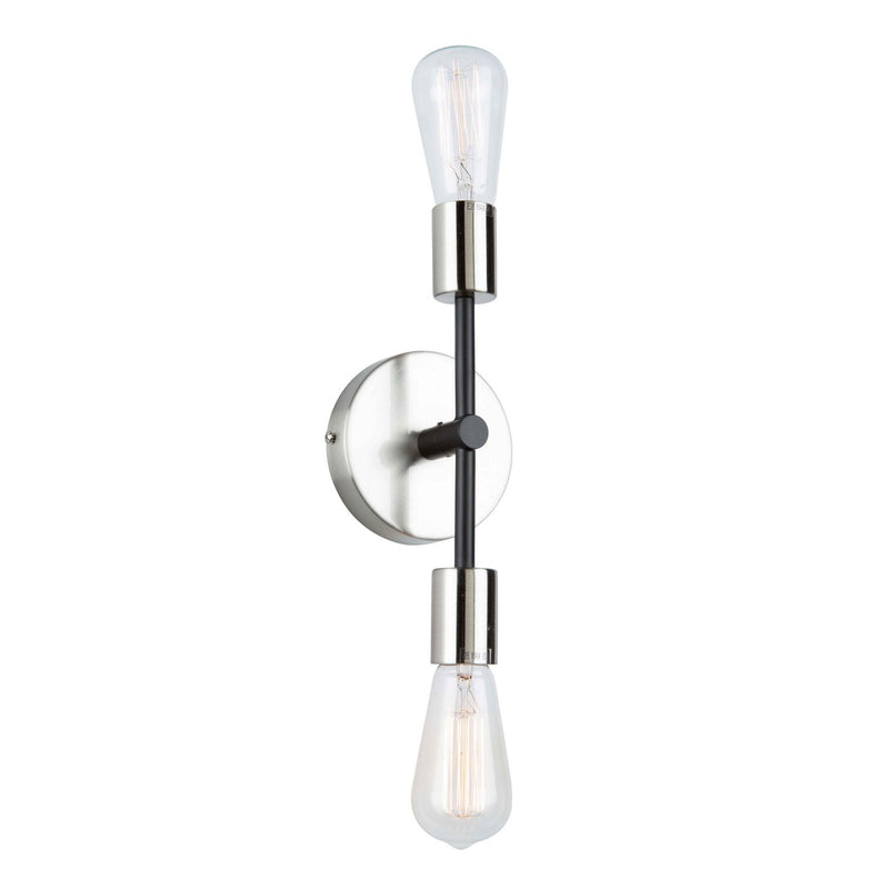 Truro 2-Light Wall Sconce in Black and Brushed Nickel