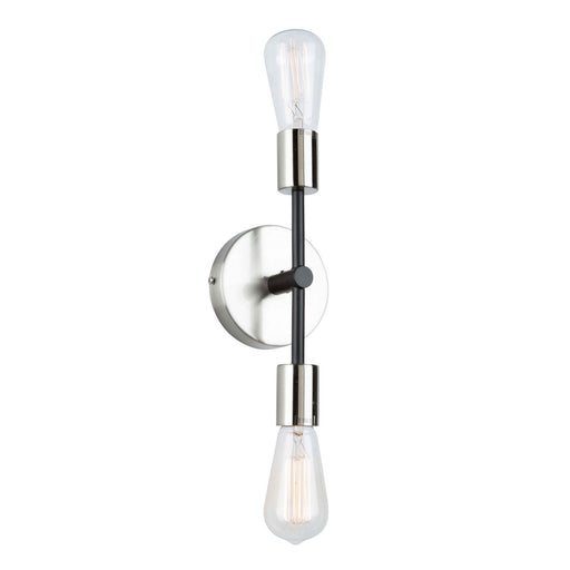 Truro 2-Light Wall Sconce in Black and Brushed Nickel