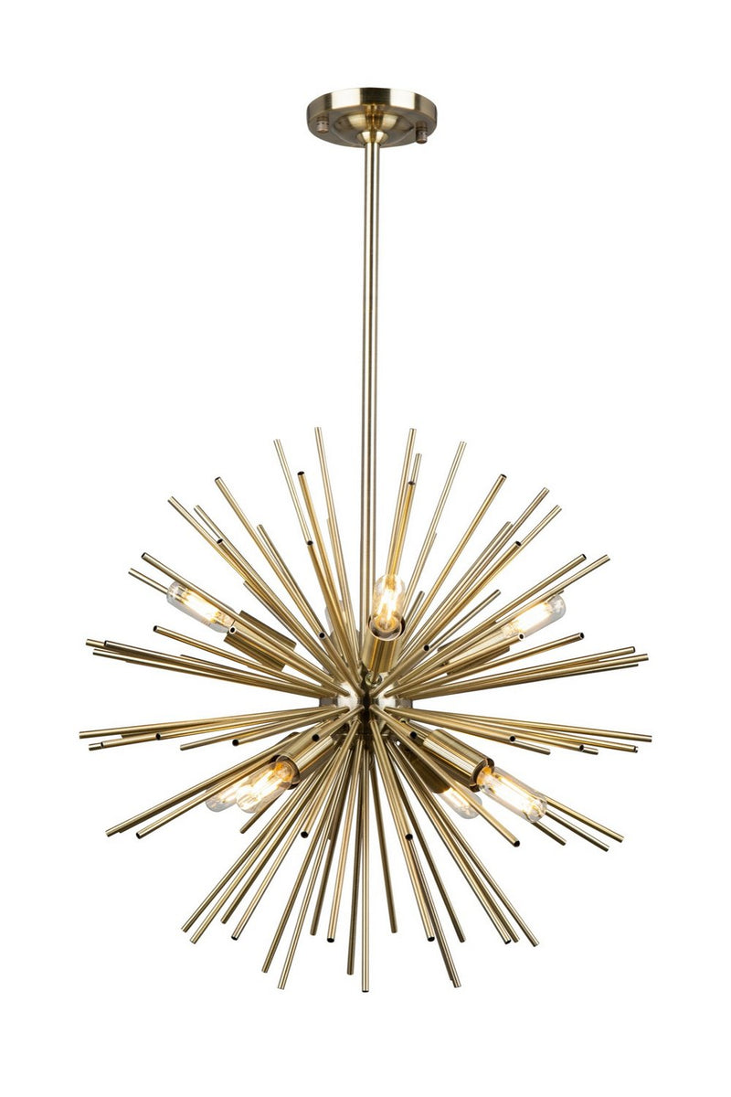 Sunburst 19" 8-Light Chandelier in Satin Brass