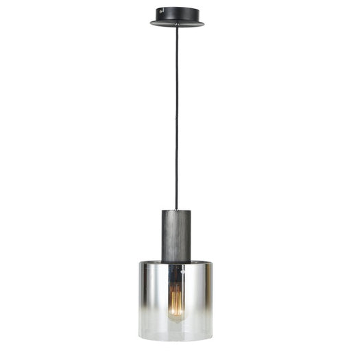 Henley Pendant In Satin Black & Smoke Glass