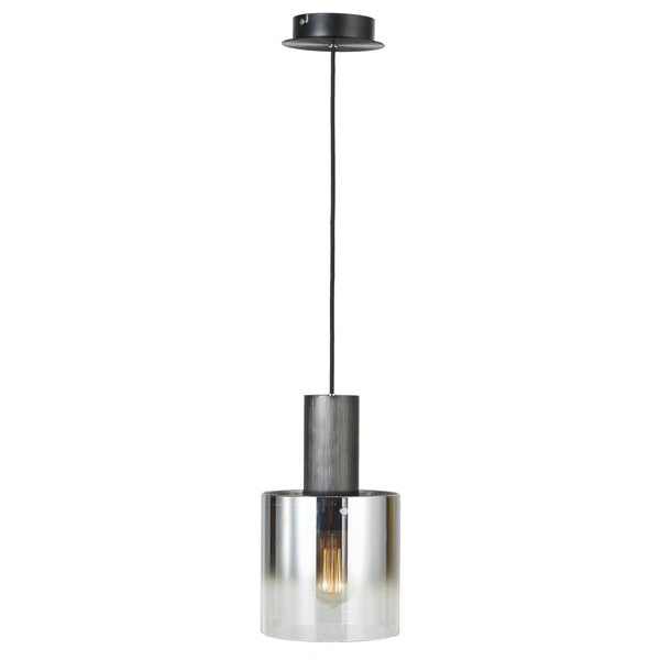 Henley Pendant In Satin Black & Smoke Glass