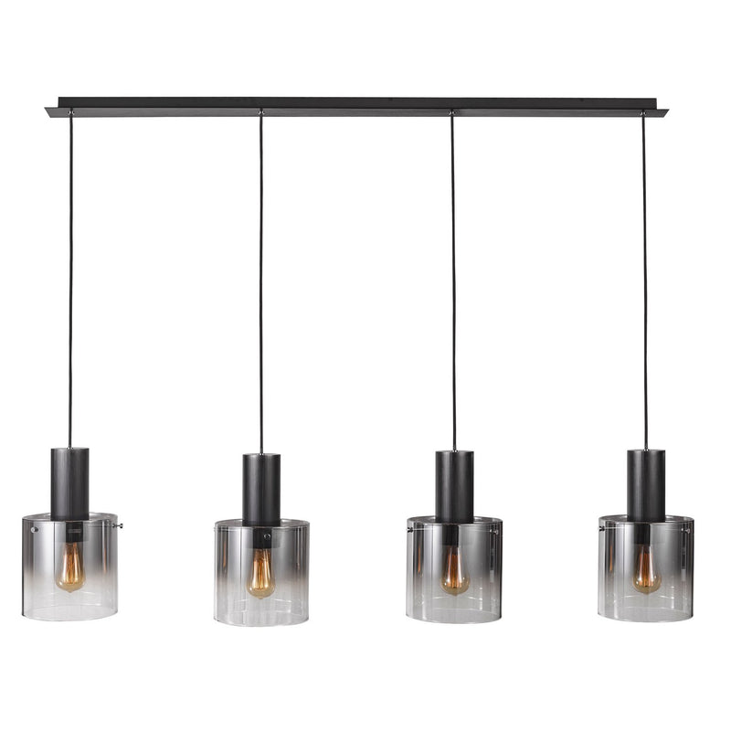 Henley 4-Light Linear Pendant in Satin Black and Smoke Glass