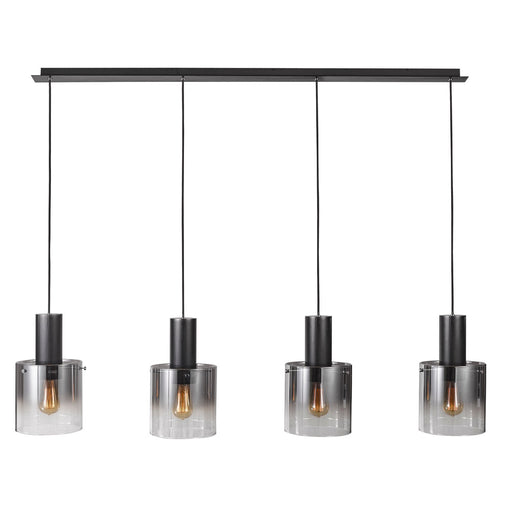 Henley 4-Light Linear Pendant in Satin Black and Smoke Glass