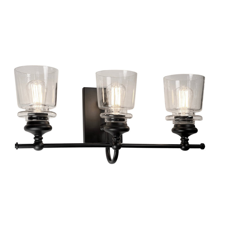 Castara 3-Light Bath Vanity Light in Black and Brass