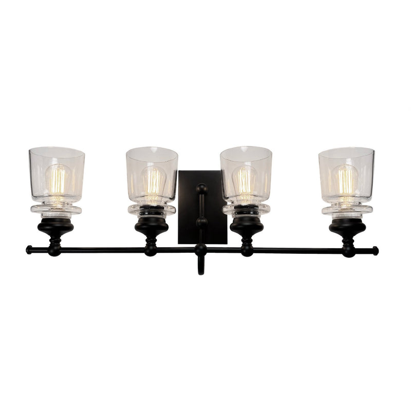 Castara 4-Light Bath Vanity Light in Black and Brass