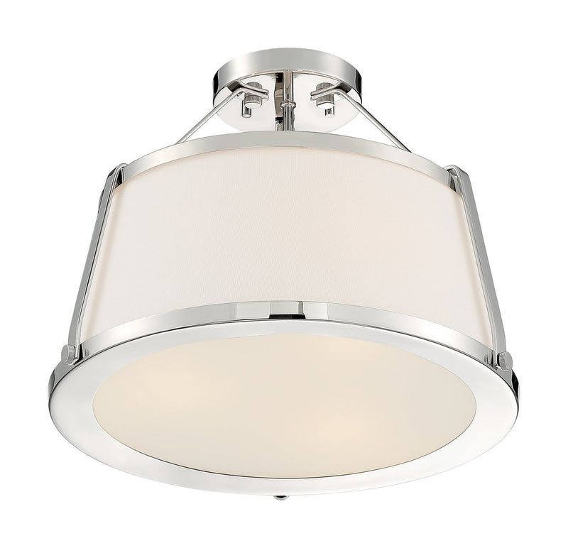 Cutty 3-Light Semi-Flush Mount in Polished Nickel