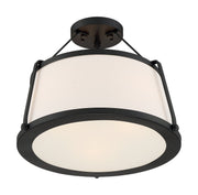 Cutty 3-Light Semi-Flush Mount in Matte Black
