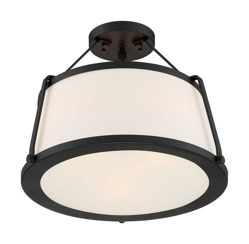 Cutty 3-Light Semi-Flush Mount in Matte Black