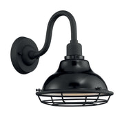 Newbridge 10" Outdoor Wall Sconce in Gloss Black and Silver