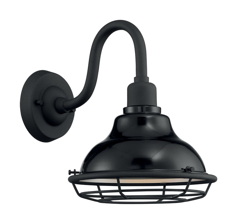 Newbridge 10" Outdoor Wall Sconce in Gloss Black and Silver