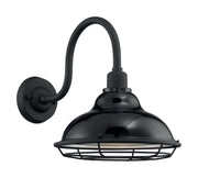 Newbridge 12" Outdoor Wall Sconce in Gloss Black and Silver
