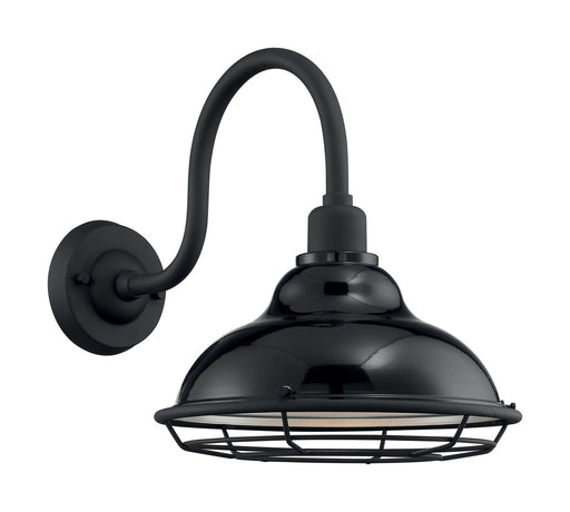 Newbridge 12" Outdoor Wall Sconce in Gloss Black and Silver