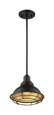 Newbridge 10" Outdoor Pendant in Dark Bronze and Gold